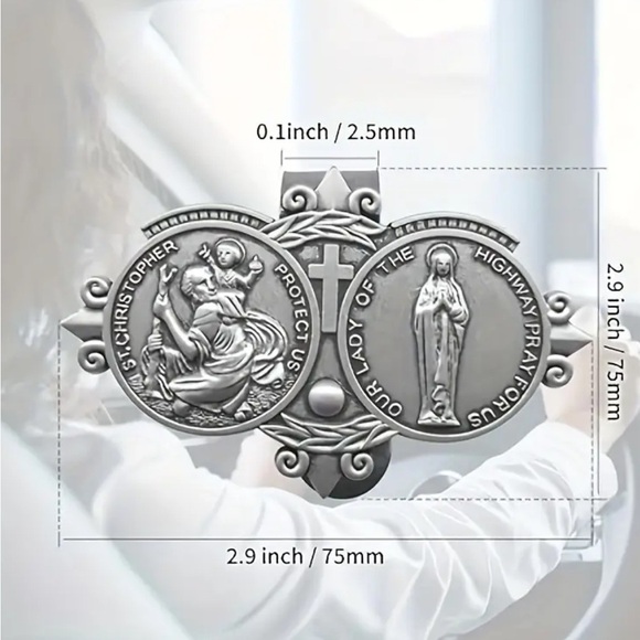 St. Christopher ,Our Lady Pray Visor Clip - Picture 2 of 5